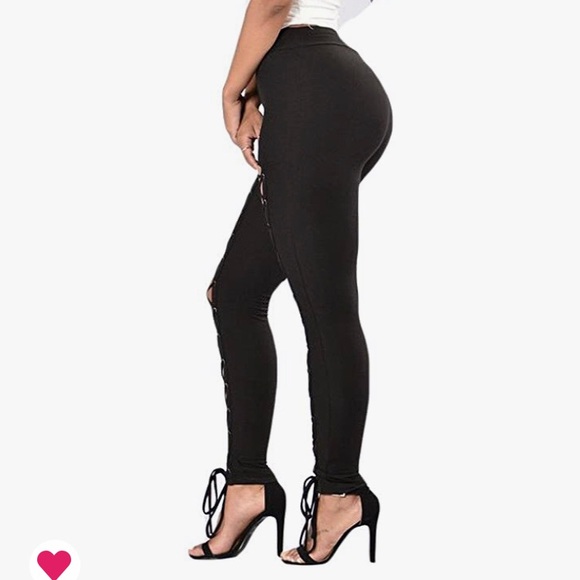 Hot❤️🔥NWT Sexy Lace Up Black Pants - Picture 10 of 14